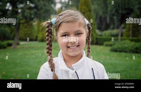 Beautiful cute teenager girl pigtails Stock Photos and Images